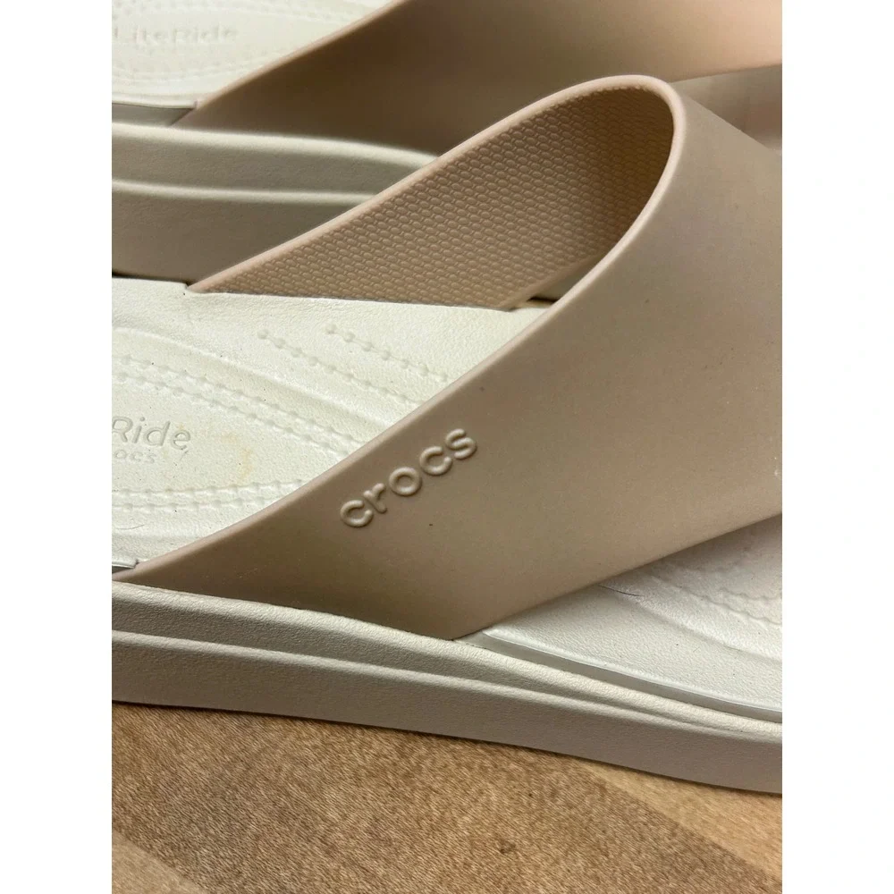 Crocs Platform Flip Women Size 10 Bone LiteRide 360 Sandal Sporty Casual